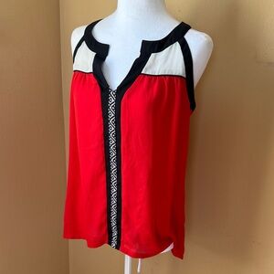 Chic Red and Black Sleeveless Tank Top